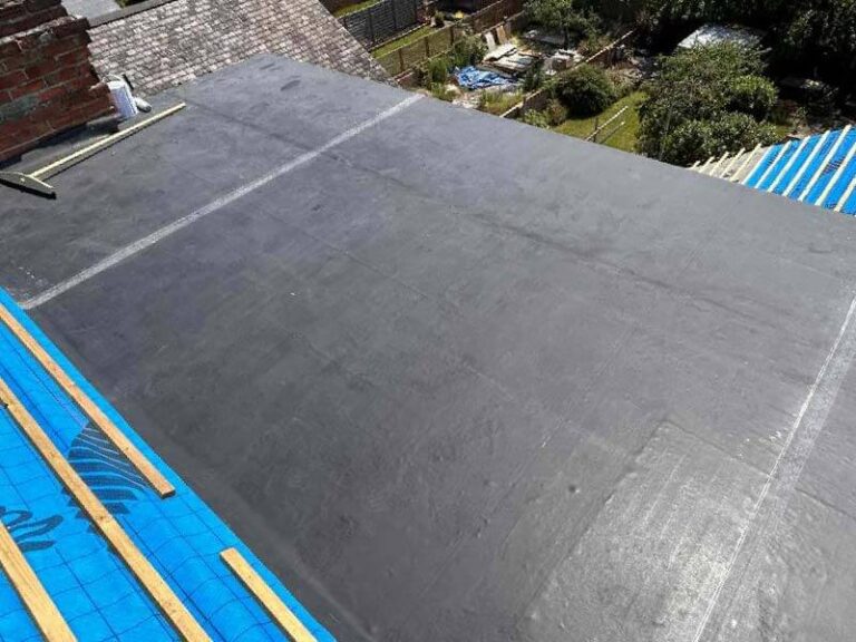 EPDM rubber roofing system installation on a property in Derbyshire by Holt Roofing Ltd.
