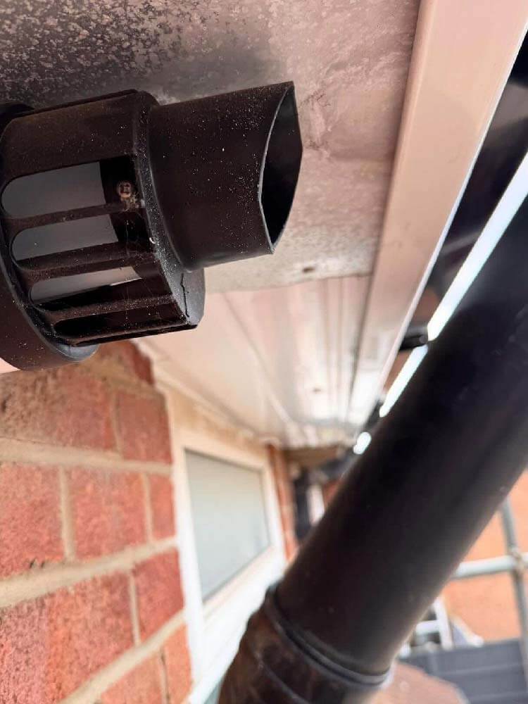 Close-up of clean uPVC fascia and soffit installation on Newark house