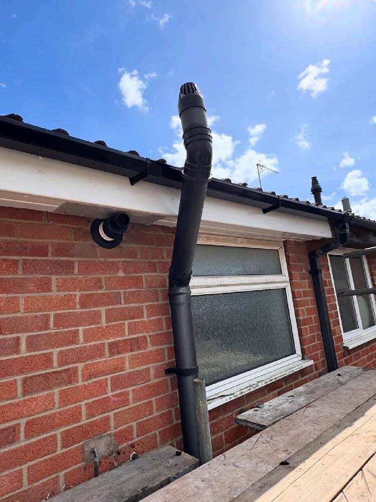 New fascia, soffit, and guttering installed on semi-detached house in Newark”