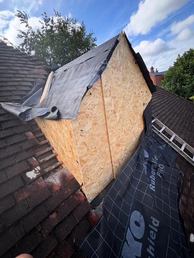 Timber dormer construction in Ripley during early build stage